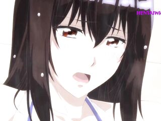 1st Time in the Honeys's Washroom: Curly Snatch Touch in the Public Steam Room - Manga Anime(ENG Sub)