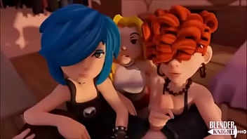 group of girls sucks a dick