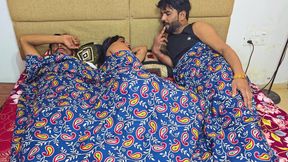 Indian Swastika Dewar Squats While Her Husband on Bed