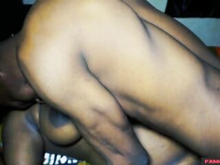 AFRO MASSEUSE WITH CONSTRICTED AND CREAMY VAGINA BANGED BY MAD JOCK