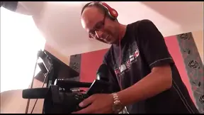 Tattooed blonde with big boobs licks her own pussy and gets fucked in the bedroom