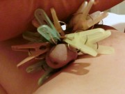 Jerk off with clothespins