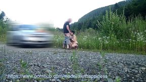 Wife slut training blowjob outdoor
