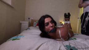 Latina Tied up Really Tight and Drooling with a Huge Ballgag (smaller Size)