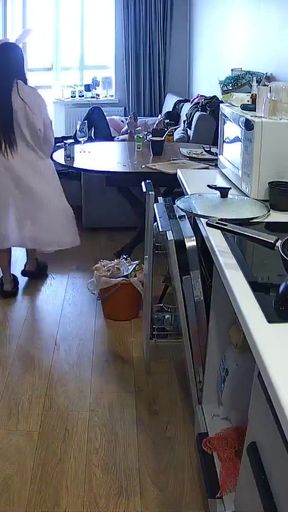 LUUV. The sexy Grossy cooks dinner topless on home camera   Clip 3