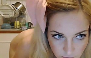 Teen toying ass in the kitchen