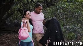 Watch Domenic Kane's big black cock bounce as Domenic's huge natural tits bounce as he rides it from behind