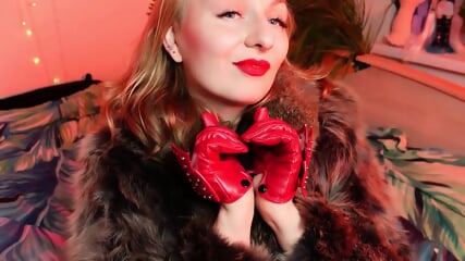 My new RED leather GLOVES close up FETISH video with Arya - ASMR relax sounding