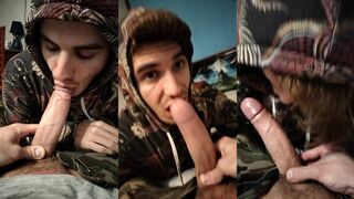 Cody Lust goes wild on a soldier's huge cock with a deepthroat and cumshot
