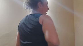 Dancing while making the bed