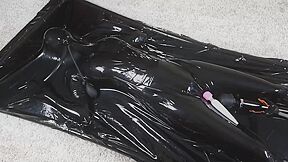 Fun In A Vacuum Bed With A Pear Gag, Vibrators