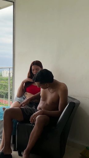 You Can See the Nice Ass of My Redheaded Latina Stepsister While She Is Cleaning, I Get Horny and End up Fucking Her Hard.