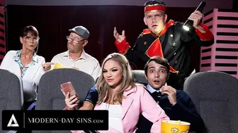 Young Couple Fuck Rough in Public Theater Until Caught by Strangers