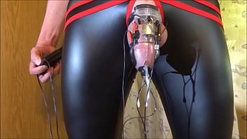 Estim - cum milking with chastity cage