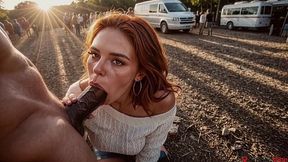 sex on a campsite, i fucked my new a red-haired girlfriend in front of everyone and she likes that![ai]