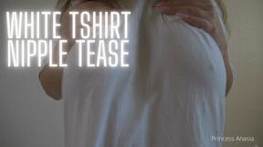 White T-Shirt Nipple Tease
