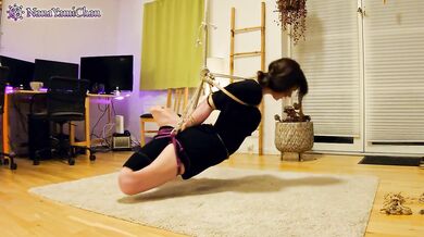 Swedish Girl hogtied then vibrated into a shibari suspended orgasm