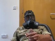 Army lad jerking off in his gas mask