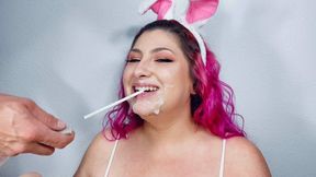 Cum Covered Bunny Smokes and Cums