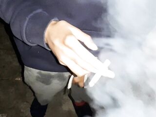 We smoke and masturbates at the same time (smokin' fetish, climax in clothing, public masturbation)