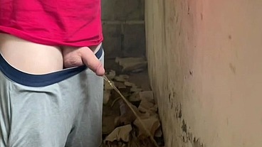 caught pissing handsfree in an abandoned building
