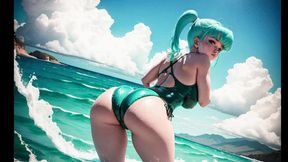 Bulma shows her ass on the beach