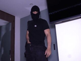 Stranger enters abode thinking this babe was alone and finds a large-assed brunette hair