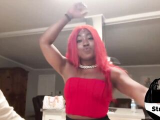 Str8rich banging hot red head Black teen in the butt at wild Halloween party in Atlanta