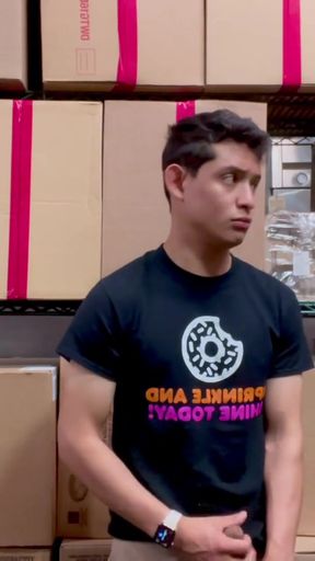 Latino Dunkin Donuts Twink Shoots Loads At Work   Clip 1