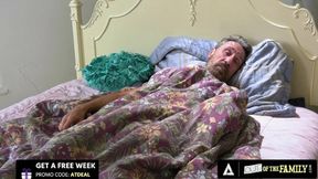 Stepdad Pleases Vanessa Sky As She Struggles With Her Tight Stocking Clad Rear-End