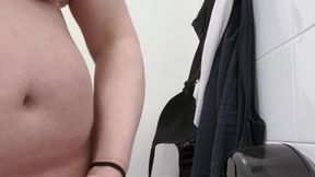 cumming in public bathroom