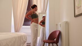 Rough Couple Sex in Rome - Hairy MILF Mirror Play & Creampie
