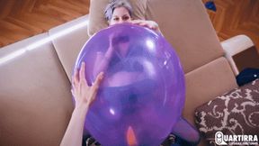 Q952 Stashia seductively BTP's big purple balloon on your wood - 1080p