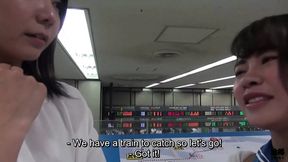 Japanese female employee tasked with breaking in a new lesbian