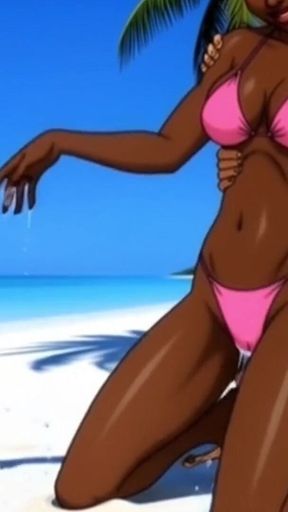 Beach Slutty: Sexy African Girl Enjoys Life on a Paradise Beach and Unexpectedly Meets a Lustful White Guy