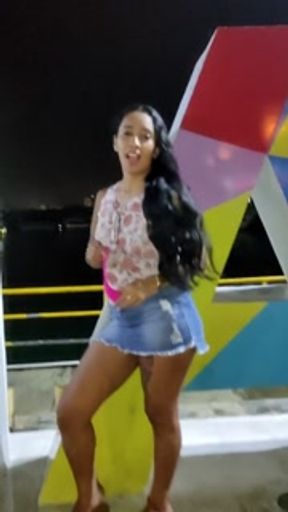 Sexy latina paying with sex toy in public!