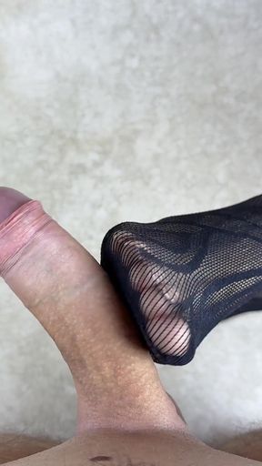 My Girlfriend Loves to Caress Her Legs in Black Pantyhose and Do Handjob