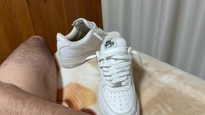Hot fuck with my wife's Nike AF1 sneaker using the fleshlight and cumming inside