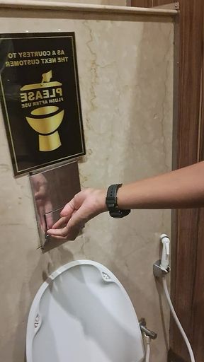 Nude Indian at Mall restroom pissing