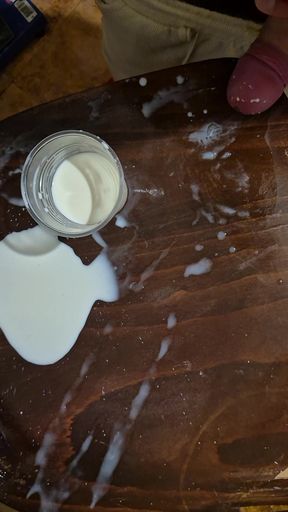 Thick, fat, and greasy Bulgarian dick fucks chair hard and shoots a huge amount of cum into a milky mess.