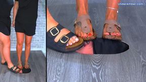 Lick Our Birkenstocks Clean As We Stomp On Your Face - 198 Face Split Cam - Trample Trampling Crushing Crush Busting Worship Standing Sandals Feet