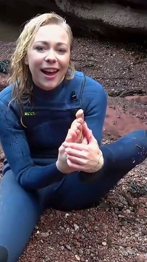 Salty Wetsuit Toe Sucking Slut