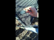 Twink found bottle with anon cum at public so he added his cum there too