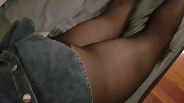 Dani_Leg in Short Skirt and Black Pantyhose on Long Legs
