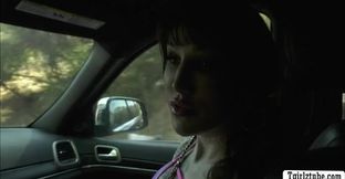 TS hitch hiker Lena Moon gets her butt barebacked by gigantic dick