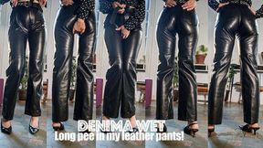 Cant stop peeing in my thick, black leather pants and heels