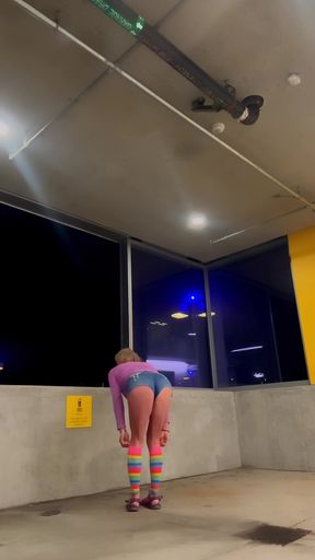 Hot Sissy Short-shorts Downtown Parking Garage