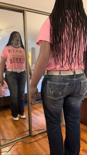 Black Chocolate Babe Danae in low ride jeans