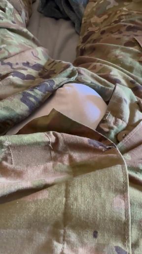 Army Specialist Jerks off in Uniform and Leaks Precum in His Undies