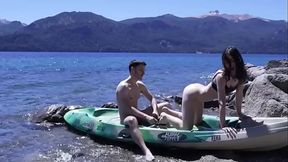 Horny teen couple gets caught having sex on public beach - HUGE cumshot amateur